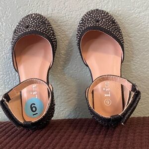 Toddler Girl Black Rhinestone Flat/ Slippers